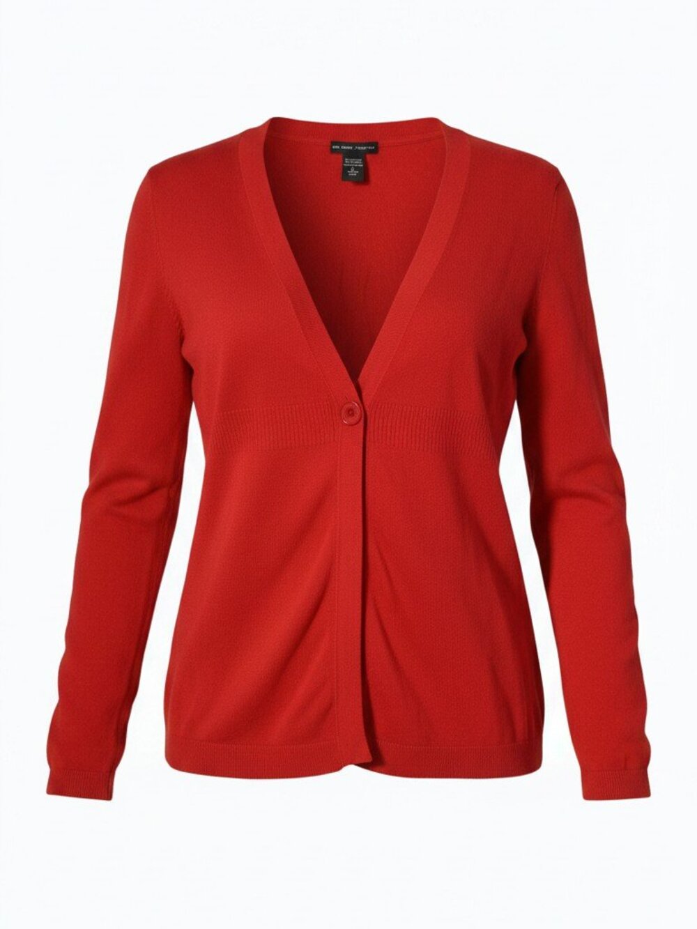 Womens New York & Company Red Cardigan Size L V-Neck Single Button Sweater Top
